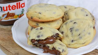 Nutella Cookies I Chocolate Chip Cookies mit Nutella [upl. by Eiuqcaj]