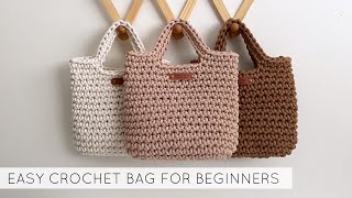 EASY CROCHET BAG FOR BEGINNERS  SIMPLE CROCHET PURSE [upl. by Carrelli826]