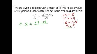 Solve for Standard Deviation in a zscore formula [upl. by Koah]