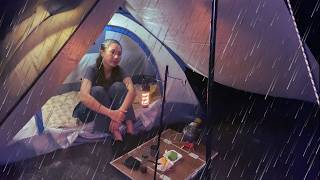 Camping in stormy weather and heavy rain alone on a cliff  ASMR [upl. by Aidyn793]