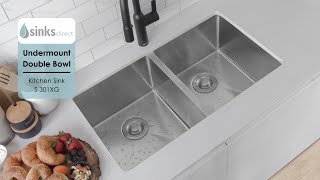 32 in Double Bowl Kitchen Sink 16 Gauge Stainless Steel by Stylish® S301XG Zircon [upl. by Heurlin]