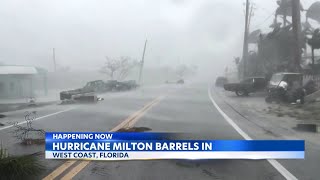 Rain tornadoes and tropical stormforce winds lash Florida as Hurricane Milton draws near [upl. by Heise244]