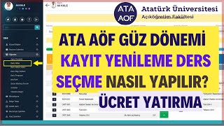 Ata Aöf Kayıt Yenileme Ders Seçme Nasıl Yapılır  Ata Aöf Ders Kaydı Nasıl Yapılır Kayıt Yenileme [upl. by Edith518]