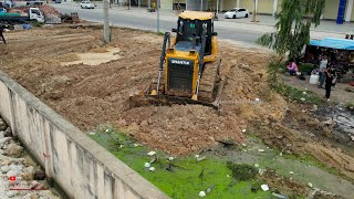 Smartest Expert​ Operator Heavy Dozer Activities Moving SoilsFilling Water An Mud At Road Car [upl. by Amhser516]