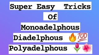 Super Easy Tricks Of Monoadelphous Diadelphous amp Polyadelphous [upl. by Everara]