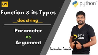 🙋‍♂️ Function and its type in Python  parameter vs arguments  doc string  Python By Surendra [upl. by Iznekcam532]