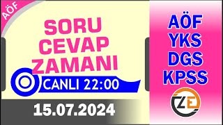 AÖF 15 07 2024 Canlı  Soru Cevap Zamanı  Açıköğretim DGS KPSS YKS [upl. by Dardani]