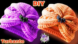 Gorro turbante tejido a crochet Paso A Paso todas las tallas crochet turban hat [upl. by Necyrb]