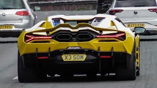 Supercars in Alderley Edge September 2024  Miura S Revuelto SF90 4x4 BURNOUTS [upl. by Arodnap597]