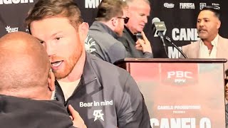 The FULL Canelo amp De La Hoya NEAR FIGHT amp HEATED TRASH TALK AFTERMATH with Mayweather CEO [upl. by Teodor]