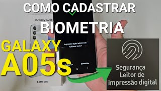 GALAXY A05S COMO CADASTRAR BIOMETRIA  TIPOS DE BLOQUEIO DE TELA DISPONÍVEIS [upl. by Kcirtapnhoj]