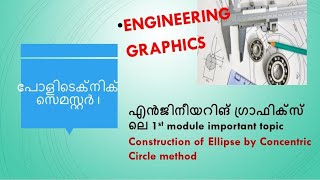 Ellipse by Concentric Circle method Semester1 Polytechnic Engineering Graphics module1 [upl. by Aynatahs7]