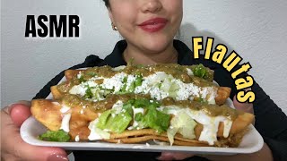 ASMR ESPAÑOL COMIENDO FLAUTAS 🌮🌮🌮 COCHINITA POLLO Y QUESO  MEXICAN FOOD  MUKBANG [upl. by Gnouc356]