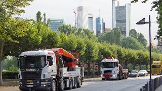 Palfinger Ladekran PK 200002LSH auf Scania R 560 V8 im Einsatz in Frankfurt [upl. by Einnig]