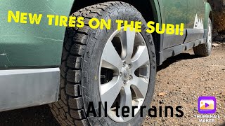 Getting new all terrain tires on my Subaru Outback Toyo open country AT3 [upl. by Aerahs958]