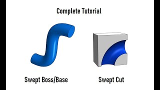 Solidworks Tutorial  Swept BossBase Advanced Features Swept Cut  Complete Guide [upl. by Ettenad]