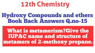 Chapter11Hydroxy Compounds and ethers Book back answers Qno11 [upl. by Dunham258]