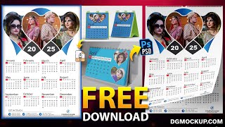 2025 Calendar Free Psd Happy New Year Design PSD  Desk Calendar Mockup  2025 Calendar PSD [upl. by Aihppa]