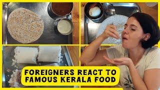 FOREIGNERS Try KERALA Famous Food  Travel in India foreigners indianfoodreaction indianfood [upl. by Steere]