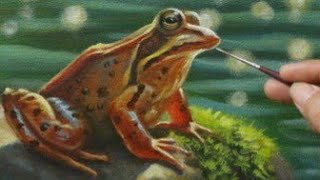 How to Acrylic Painting frog on the Rock on Canvas Step by Step Techniques for Beginners Tutorial [upl. by Jeannette]