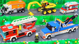 LEGO City Koparka Koparki śmieciarka ciężarówka zabawki dźwig Bagrownica  Fire Truck toys [upl. by Humo652]