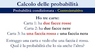 Probabilità  Problema delle tre carte controintuitivo [upl. by Acirej]