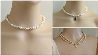 Stylish pearl necklace designs DIY necklace [upl. by Lekram]