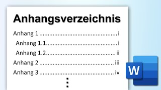 WORD separates Anhangsverzeichnis erstellen [upl. by Yrovi264]