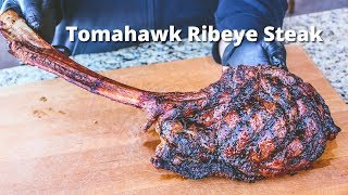 Tomahawk Ribeye Steak  Grilled Tomahawk Ribeye on Charcoal Grill [upl. by Roswald684]