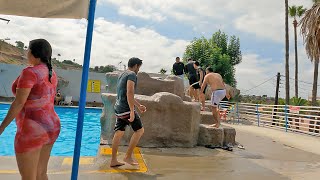 Jumping off the cliff in water park [upl. by Siderf]