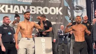 Amir Khan v Kell Brook FACE OFF at WEIGH IN [upl. by Assela]