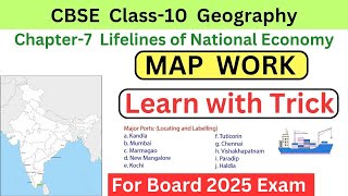 Map Work  CBSE Class 10 Geography Chapter 7 Lifelines of National Economy major ports  Board 2023 [upl. by Garrott593]