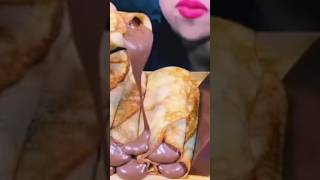 ASMR NUTELLA CREPE ROLLS CHOCOLATE PUDDING MALTESERS WHIPPED CREAM MUKBANG MASSIVE Eating shorts [upl. by Edgell]