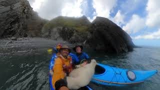 Two sea kayaks rafted and towed rescue [upl. by Giardap]