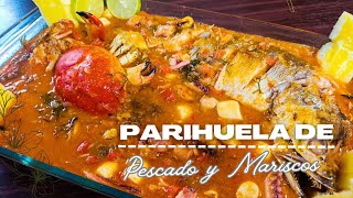 PARIHUELA DE PESCADO Y MARISCOS 🦀 Receta Peruana 🇵🇪 [upl. by Amej]