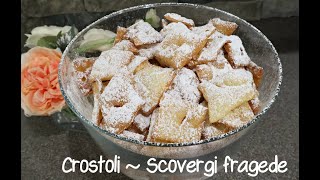 Crostoli  Crispy Fried Pastries  Scovergi Fragede scovergi crostoli [upl. by Elcin]