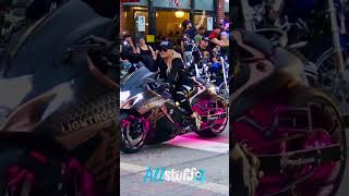 Got caught jamming to Usher at Biketoberfest 🙈 LightRoseGold x Nina  Custom Hayabusa shorts [upl. by Enelyahs]