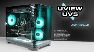 UVIEW UV5  Black Panoramic PC Build  RTX 4070 i5 13500  ASMR PC Build [upl. by Linzy]