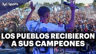 EL RECIBIMIENTO A LOS CAMPEONES DEL MUNDO EN SUS CIUDADES 🏆 LICHA MARTÍNEZ MOLINA Y MAC ALLISTER [upl. by Pesek]