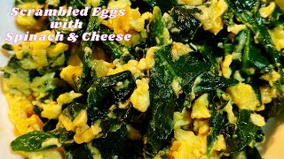 How to make scrambled eggs with spinach amp cheese recipe  Breakfast Recipes [upl. by Kamaria]