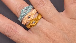 como fazer Anel macrame simples com miçanga💍🌹✨ [upl. by Aciruam]