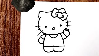 Hello Kitty Art  How to draw hello Kitty stepbystep [upl. by Anit]