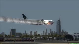 PIA 777 Engine Fire Gear Fail Crash at Dubai  FSX [upl. by Ailaro]