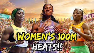 Women’s 100m Paris 2024 Heats Ta LouSmith FraserPryce amp ShaCarri Richardson [upl. by Aural]