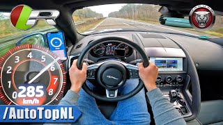 JAGUAR F Type R AWD 550HP on AUTOBAHN NO SPEED LIMIT by AutoTopNL [upl. by Ahsiakal143]