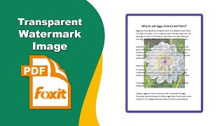 How to transparent an image watermark in a pdf file in Foxit PDF Editor [upl. by Neelahs]