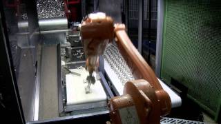 ABB Robot IRB 1600 with FlexLoader™ FP 400 tending a Riello Transfer machine [upl. by Anivid]