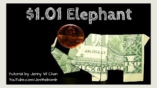 DIY How to Fold Money Origami ELEPHANT Balancing a Penny  Dollar Origami [upl. by Jarus347]