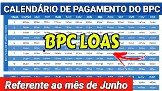 BPCLOAS CALENDÃRIO DE PAGAMENTOS DO BPC PARA O MÃŠS DE JUNHO CONFIRA [upl. by Yreffeg406]