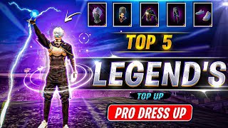 TOP 5 LEGENDS UNIQUE PRO DRESS COMBINATION 🔥  NEW EXPENSIVE DRESS COMBINATION NEW DRESS UP IN FF [upl. by Esineg]